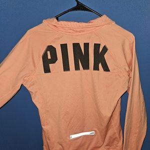 pink victoria secret orange pullover activewear sweatshirt